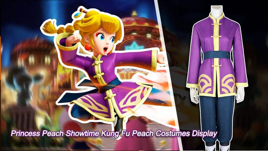 Xcoser Game Princess Peach Showtime Kung Fu Peach Cosplay-Kostüm für Erwachsene/Kinder, komplettes Set