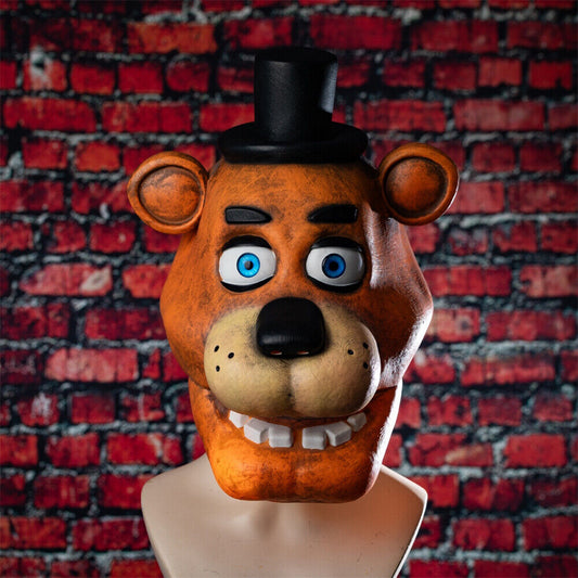 【Neu eingetroffen】Xcoser Five Nights at Freddy's Faz Bear Cosplay-Maske, Helm, Latex, voller Kopf für Erwachsene, Halloween