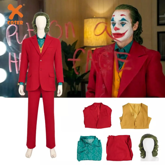 Xcoser Joker: Folie à Deux Arthur Cosplay Kostüm Hut Gürtel Zubehör Komplettset