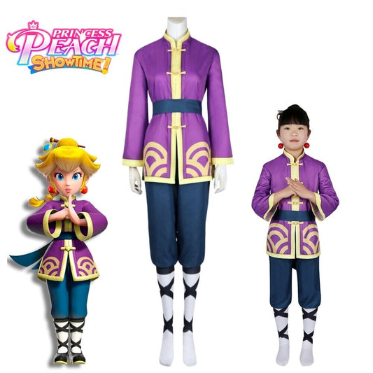 Xcoser Game Princess Peach Showtime Kung Fu Peach Cosplay-Kostüm für Erwachsene/Kinder, komplettes Set
