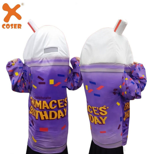Xcoser Kinder/Erwachsene Grimace Geburtstag Lila Shake Milchshake Cosplay Kostüm Halloween