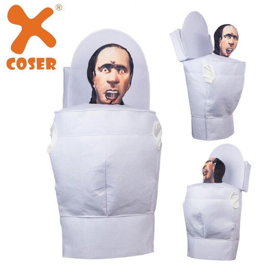 Xcoser Skibidi Toiletman Lustiges Toilettenmann-Cosplay-Kostüm für Kinder/Erwachsene
