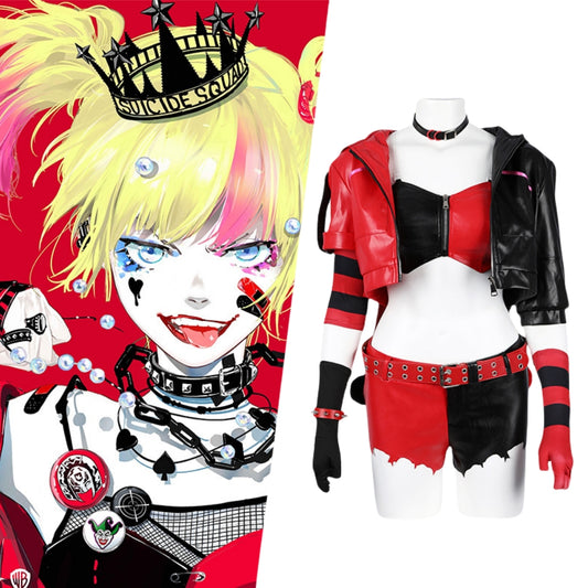 Xcoser Suicide Squad ISEKAI Harley Quinn Cosplay Kostüm Perücke Outfit Halloween