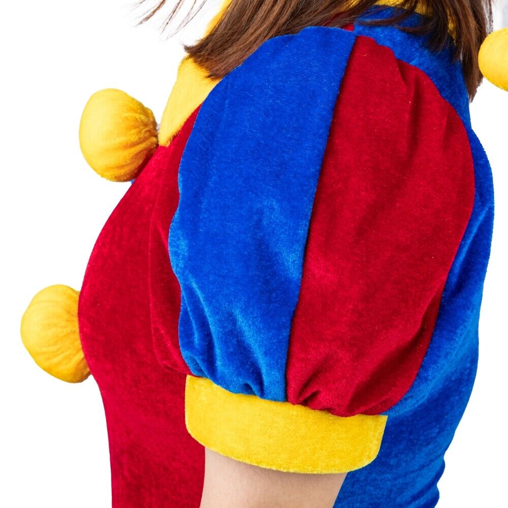 【Neu eingetroffen】Xcoser The Amazing Digital Circus Pomni Cosplay Kostüm Hut Handschuh Komplettset für Erwachsene