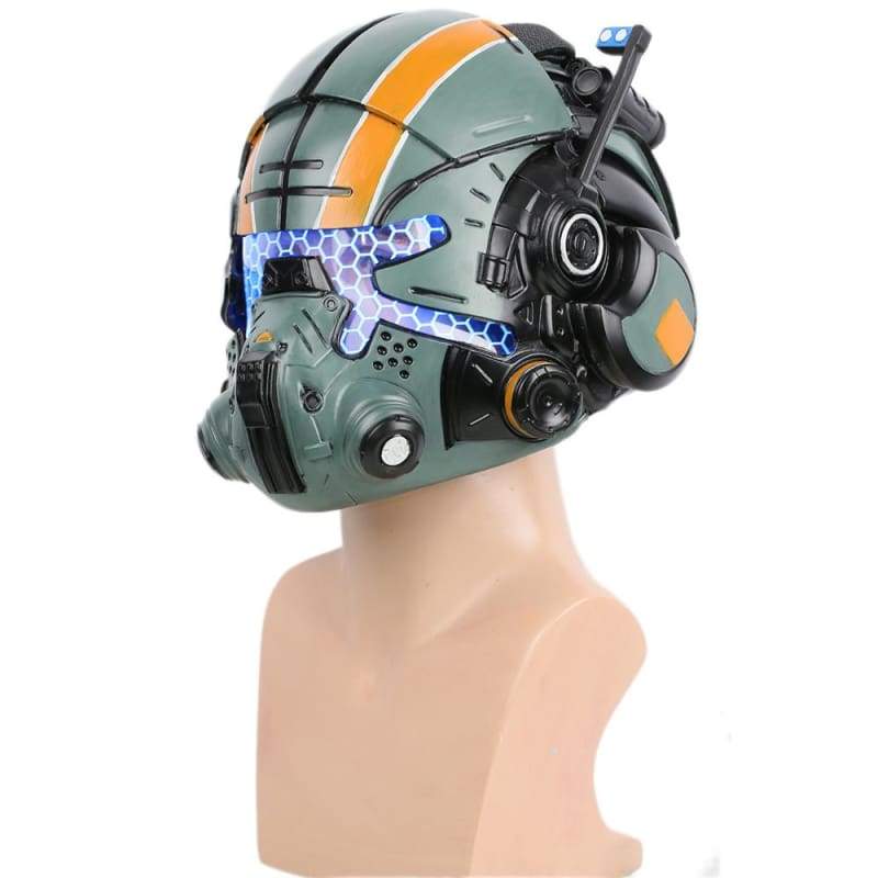 xcoser-de,Titanfall 2 Jack Cooper Helmet Green Resin Glow Eyes Mask,Helmet
